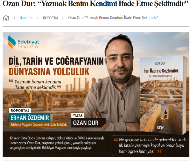 Edebiyat Magazin'de yayımlanan Ozan Dur röportajı